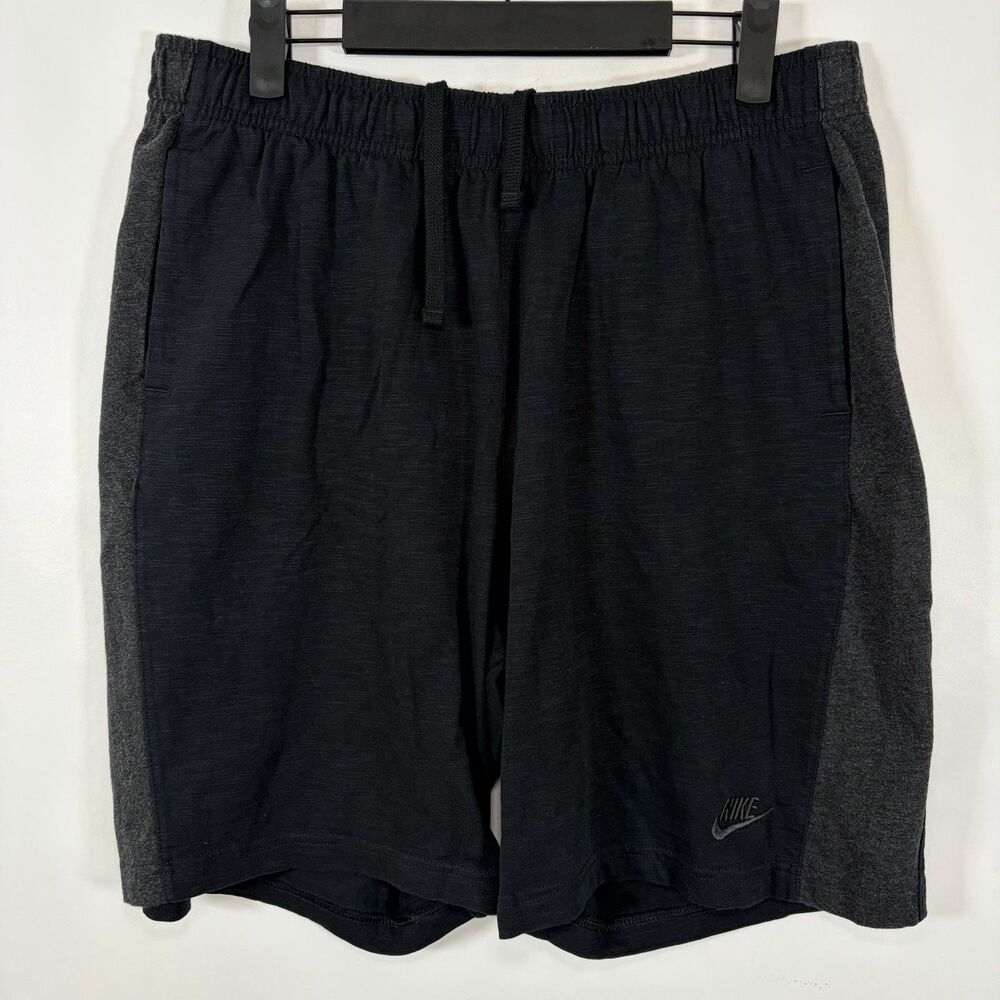 Nike Athletic Shorts Mens Size XL Black Gray 34x9 Drawstring Pockets 100% Cotton